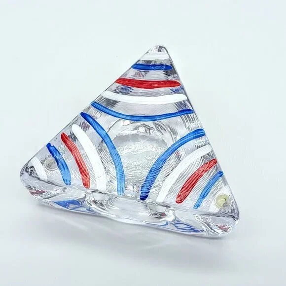 Kosta Boda Ulrica Hydman Vallien Hand-Painted Triangle Art Glass Candle Holder - Picture 5 of 6
